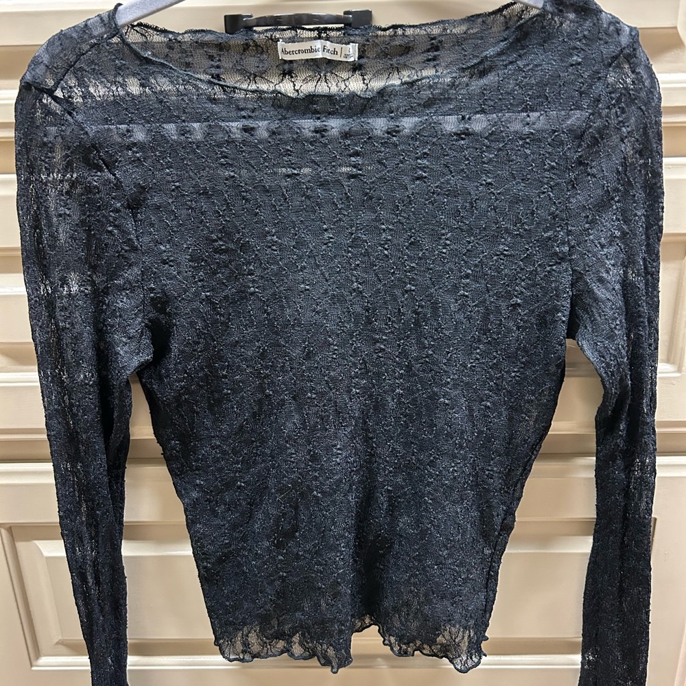 Abercrombie Black Lace Long Sleeve Top